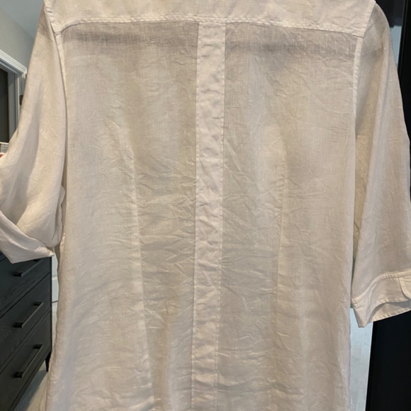 White Linen Short Sleeved Shirt - Picture 4 of 5